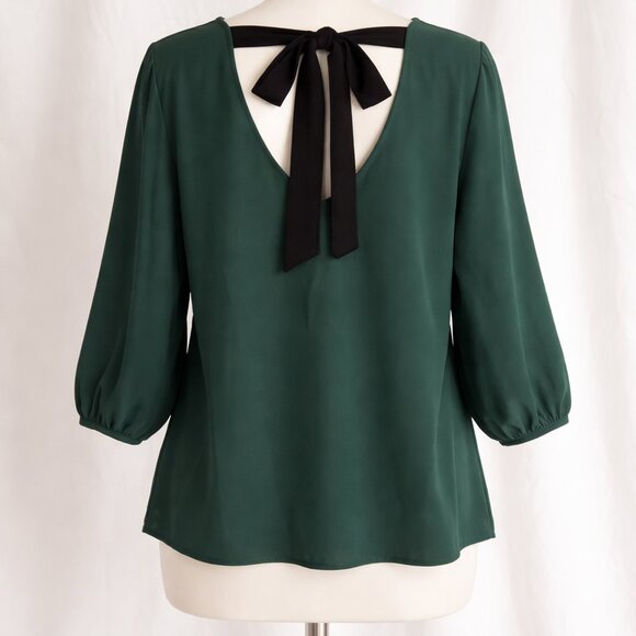 NWT Ryan Wythe Blouse Women’s Green Bow Cutout 3/4 Sleeve Top 2X - Picture 4 of 16